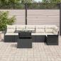 Preview: 7-teiliges Gartensofa-Set mit Kissen Schwarz Poly Rattan