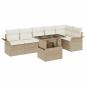 Preview: 7-teiliges Garten-Sofa-Set mit Kissen Beige Poly Rattan