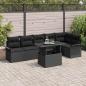 Preview: ARDEBO.de - 7-teiliges Garten Sofa Set mit Kissen Schwarz Poly Rattan
