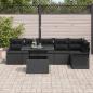Preview: 7-teiliges Garten Sofa Set mit Kissen Schwarz Poly Rattan