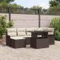 Preview: ARDEBO.de - 7-teiliges Garten Sofa Set mit Kissen Braun Poly Rattan
