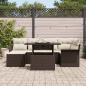 Preview: 7-teiliges Garten Sofa Set mit Kissen Braun Poly Rattan