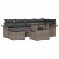 Preview: 7-teiliges Garten Sofa Set mit Kissen Grau Poly Rattan