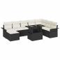 Preview: 9-teiliges Garten Sofa Set mit Kissen Schwarz Poly Rattan