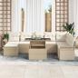 Preview: 9-teiliges Garten Sofa Set mit Kissen Beige Poly Rattan
