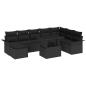 Preview: 9-teiliges Garten-Sofaset mit Kissen in Schwarz aus Poly-Rattan