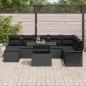 Preview: 9-teiliges Garten-Sofaset mit Kissen in Schwarz aus Poly-Rattan