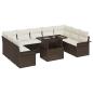 Preview: 10-teiliges Garten Sofa Set mit Kissen Braun Poly Rattan