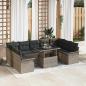 Preview: ARDEBO.de - 10-teiliges Garten-Sofa-Set mit Kissen Grau Poly-Rattan