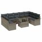 Preview: 10-teiliges Garten-Sofa-Set mit Kissen Grau Poly-Rattan