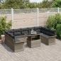 Preview: 10-teiliges Garten-Sofa-Set mit Kissen Grau Poly-Rattan