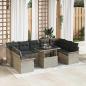 Preview: ARDEBO.de - 10-teiliges Garten-Sofa-Set mit Kissen hellgraues Poly-Rattan