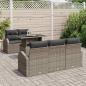 Preview: 6-teiliges Garten Sofa Set mit Kissen Grau Poly Rattan
