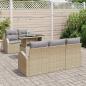 Preview: 6-teiliges Garten-Sofa-Set mit Kissen Beige Poly-Rattan