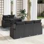 Preview: ARDEBO.de - 6-teiliges Garten-Sofa-Set mit Kissen Schwarz Poly-Rattan