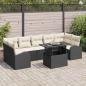 Preview: ARDEBO.de - 8-teiliges Garten-Sofa-Set mit Kissen Schwarzes Poly-Rattan