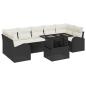 Preview: 8-teiliges Garten-Sofa-Set mit Kissen Schwarzes Poly-Rattan