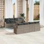 Preview: 9-teiliges Garten Sofa Set mit Kissen Grau Poly Rattan