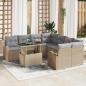 Preview: ARDEBO.de - 9-teiliges Garten-Sofaset mit Kissen Beige Poly Rattan