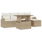 Preview: 6-teiliges Garten Sofa Set mit Kissen Beige Poly Rattan