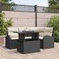 Preview: ARDEBO.de - 5-teiliges Garten Sofa Set mit Kissen Schwarz Poly Rattan