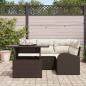 Preview: 5-teiliges Garten Sofa Set mit Kissen Braun Poly Rattan