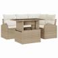 Preview: 5-teiliges Garten-Sofa-Set mit Kissen Beige Poly Rattan