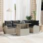 Preview: ARDEBO.de - 6-teiliges Garten-Sofa-Set mit Kissen, Hellgrau, Poly-Rattan