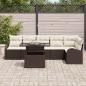 Preview: Garten-Sofa-Set mit Kissen 7 pcs Braun und Creme Poly-Rattan