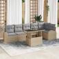 Preview: ARDEBO.de - 7-teiliges Garten Sofa Set mit Kissen Beige Poly Rattan