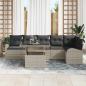 Preview: 7-teiliges Garten Sofa Set mit Kissen in Hellgrau aus Poly Rattan