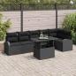Preview: ARDEBO.de - 7-teiliges Garten Sofa Set mit Kissen Schwarz Poly Rattan