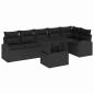 Preview: 7-teiliges Garten Sofa Set mit Kissen Schwarz Poly Rattan