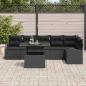 Preview: 7-teiliges Garten Sofa Set mit Kissen Schwarz Poly Rattan