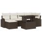 Preview: 7-teiliges Garten Sofa Set mit Kissen Braun Poly Rattan