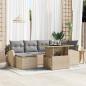 Preview: ARDEBO.de - 7-teiliges Garten Sofa Set mit Kissen Beige Poly Rattan
