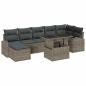 Preview: 8-teiliges Garten-Sofaset mit Kissen in grauem Poly-Rattan