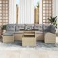 Preview: 8-teiliges Garten-Sofa-Set mit Kissen Beige Poly Rattan