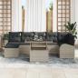 Preview: 8-teiliges Garten Sofaset mit Kissen in Hellgrau aus Poly Rattan