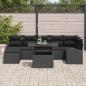 Preview: 8-teiliges Garten Sofa Set mit Kissen Schwarz Poly Rattan