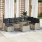 Preview: ARDEBO.de - 9-teiliges Garten Sofa Set mit Kissen Hellgrau Poly Rattan
