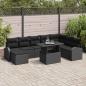 Preview: ARDEBO.de - 9 Teiliges Garten Sofa Set mit Kissen Schwarz Poly Rattan