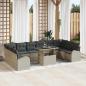 Preview: ARDEBO.de - 11-teiliges Garten Sofa Set mit Kissen in Hellgrau aus Poly Rattan
