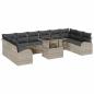 Preview: 11-teiliges Garten Sofa Set mit Kissen in Hellgrau aus Poly Rattan