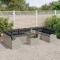 Preview: 11-teiliges Garten Sofa Set mit Kissen in Hellgrau aus Poly Rattan