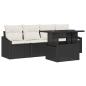 Preview: 5-teiliges Garten Sofa Set mit Kissen Schwarz Poly Rattan