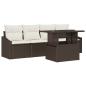 Preview: 5-teiliges Garten Sofa Set mit Kissen Braun Poly Rattan