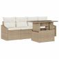Preview: 5-teiliges Garten-Sofaset mit Kissen Beige Poly-Rattan