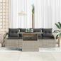 Preview: Garten-Sofa-Set mit Kissen 5 pcs Hellgrau Poly-Rattan