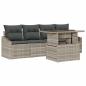 Preview: Garten-Sofa-Set mit Kissen 5 pcs Hellgrau Poly-Rattan